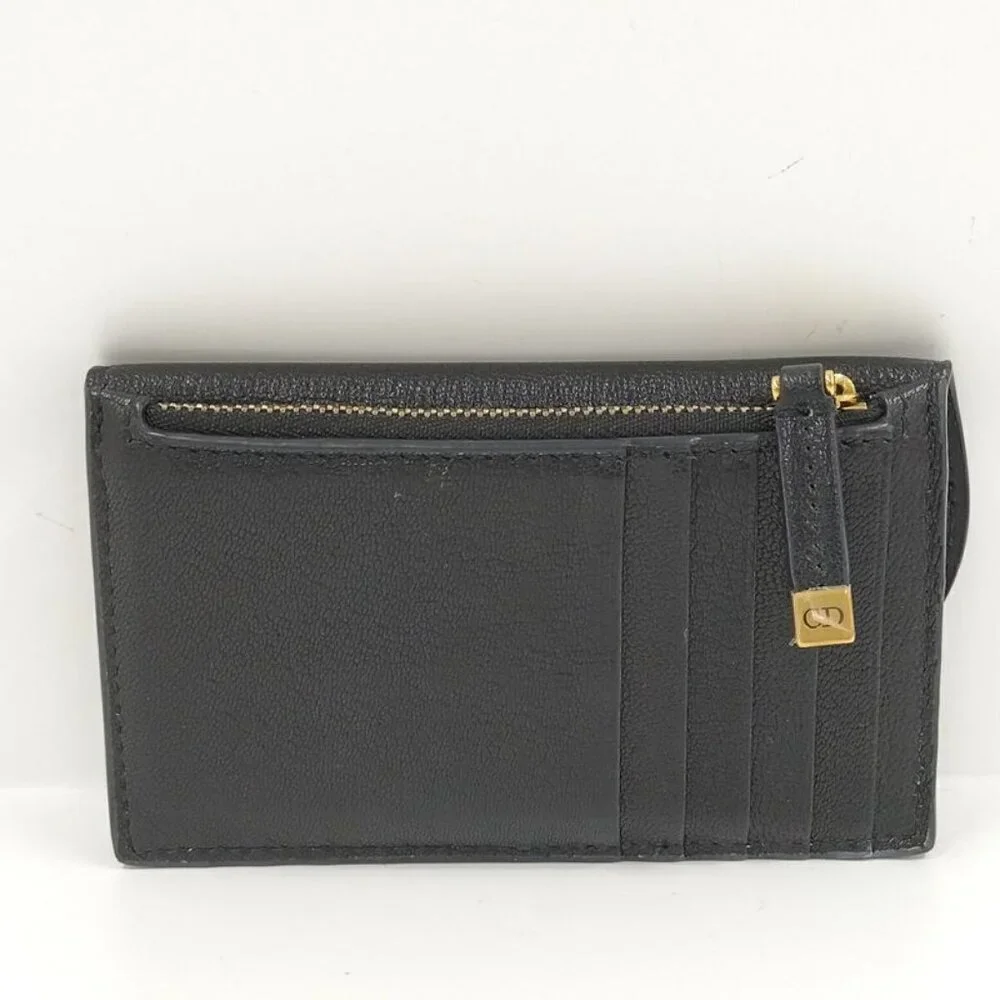 Christian Dior Card Case Saddle Leather Black